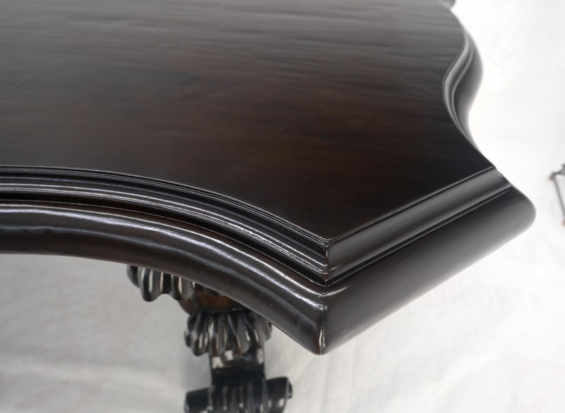 Large 10' Long Heavily Carved Base Scroll Shape Thick Top Dining Table MINT gallery