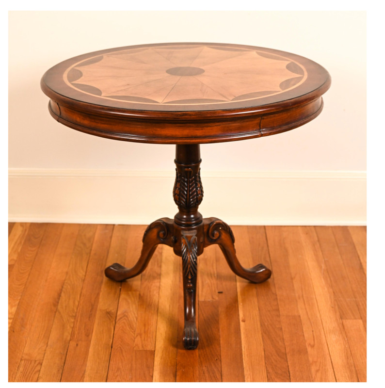 Contemporary Round Inlaid Mahogany Occasional Table