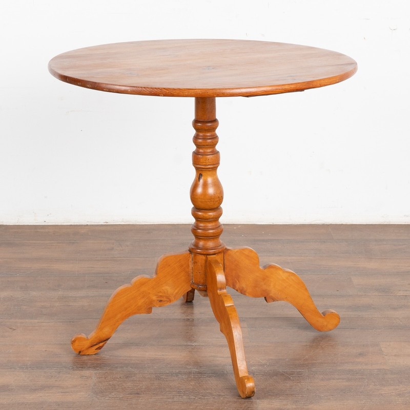 Round Pine Pedestal Side Table, Sweden circa 1890