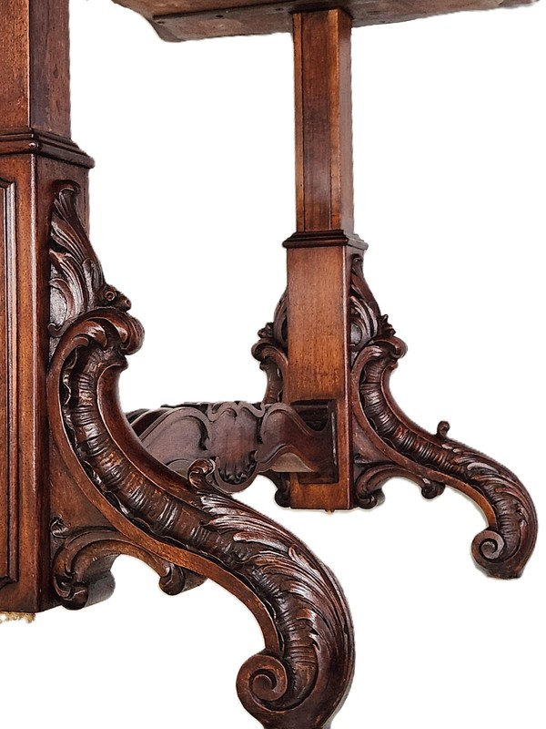 Dumbwaiter, Butler Stand, Serving Table, Metamorphic Shelves, Walnut, Rococo,36" gallery