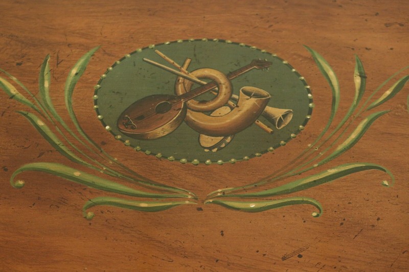 50536EC: English Adam Style Paint Decorated Flip Top Hall Card Table gallery
