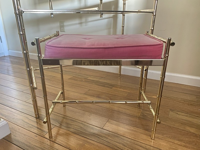 George Koch Sons Inc MCM Hollywood Regency Brass Bamboo Vanity W Mirror & Chair gallery