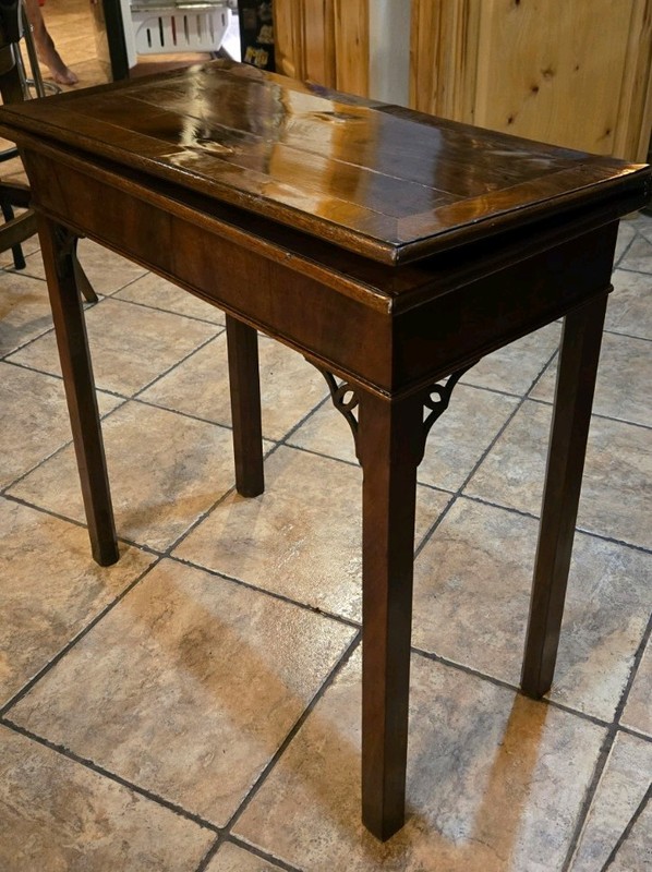 Antique 1750s Gateleg Tea Or Card Table Mahogany Hand Carved 18th Century Rare gallery