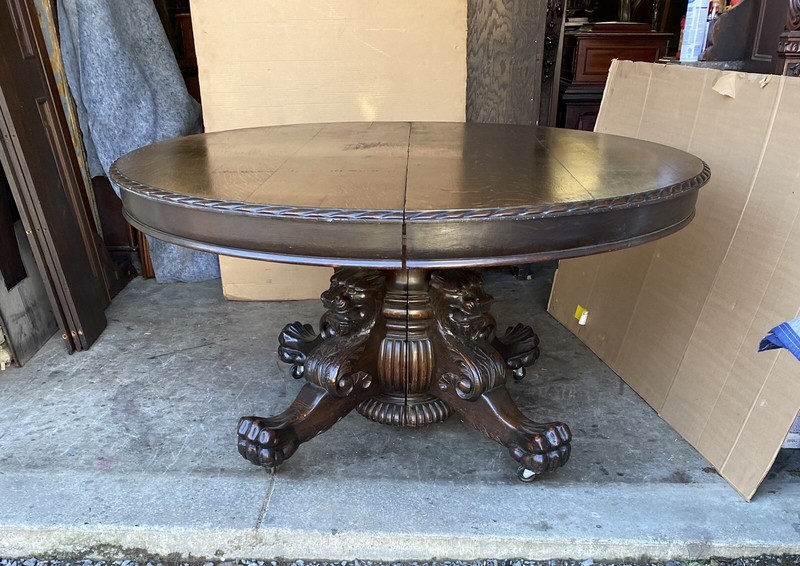 R. J. HORNER 60” OAK GRIFFIN DINING TABLE, 3-12” LEAVES gallery