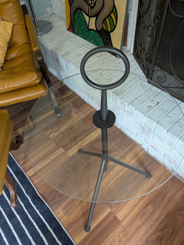 Gueridon Table Mid Century Modern Design Glass & Metal Tripod Base gallery