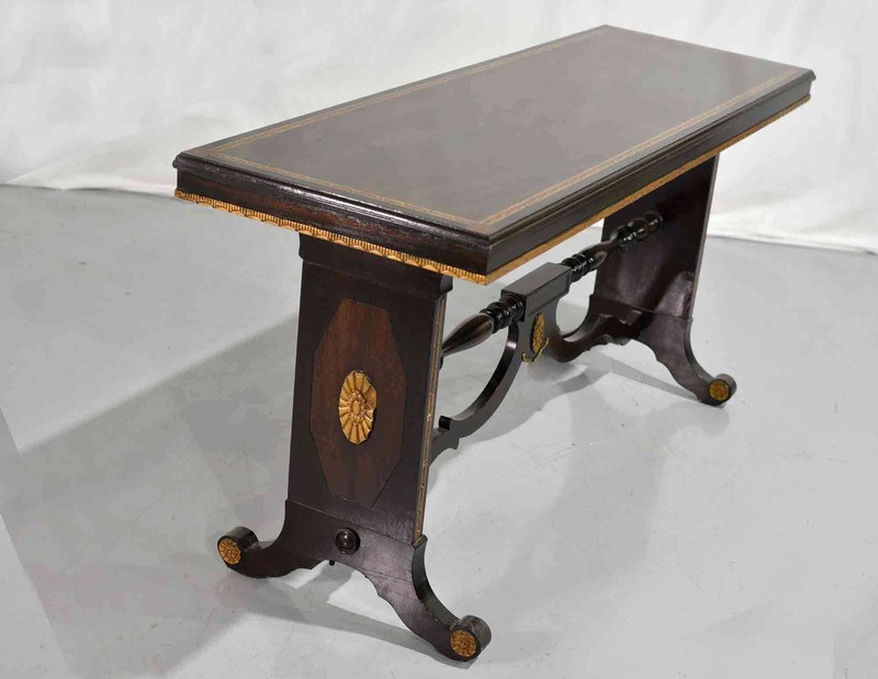 Mid-Century Italian Style Gilt Rosette and Inlay Console Table gallery