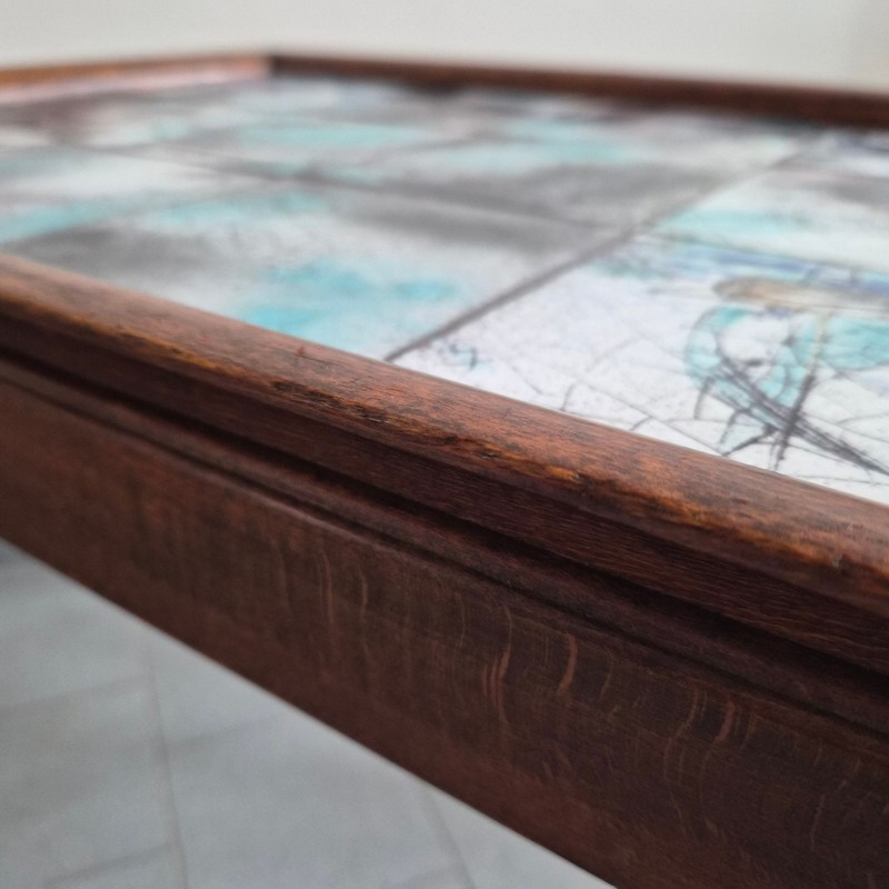 Vintage Scandinavian Side Table 1940 By Frits Henningsen In Teak & Ceramic gallery