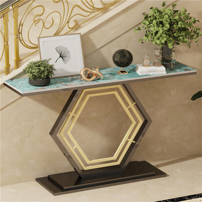 Emerald Green/White Console Table Furniture Living Room Entryway Storage Display gallery