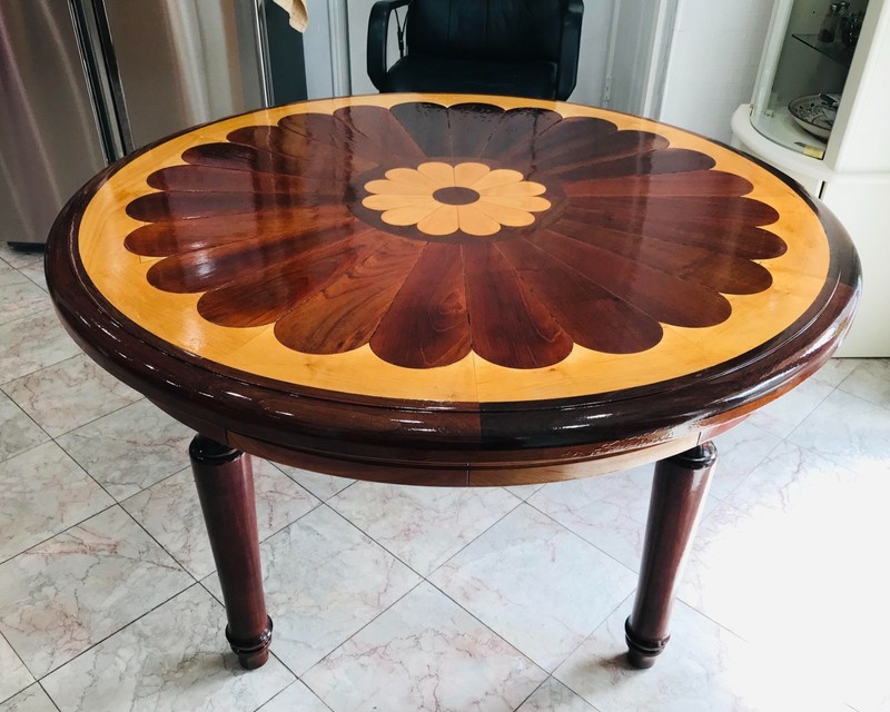 Round table is made in the Neo-Gothic style a 19th century 48″ D x 29″ H