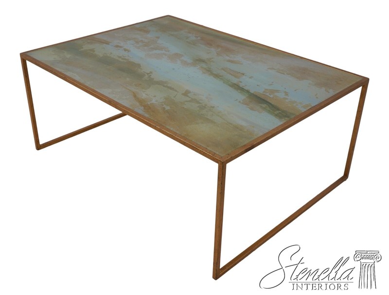 60386EC: Stunning Modern Design Gold Leaf Reverse Painted Coffee Table