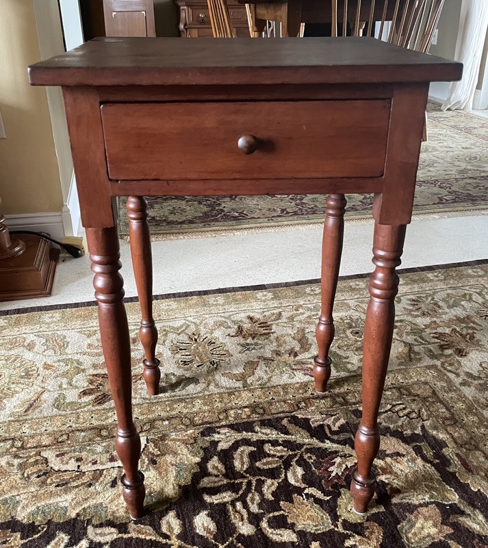 Antique 19th Century Sheraton Cherry One Drawer End Table or Night Stand