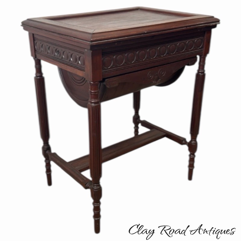 antique mahogany aesthetic period victorian eastlake sewing stand table project