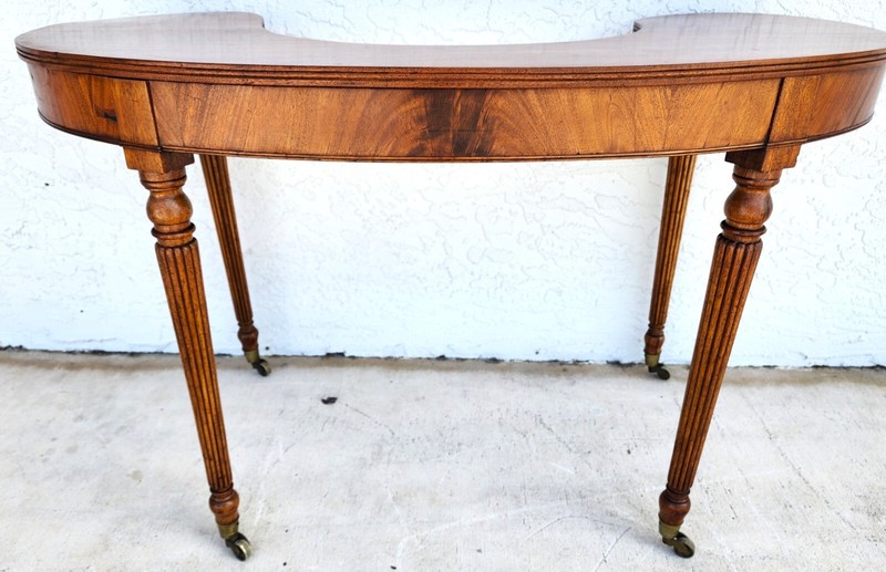 Wood Console Table Desk Mid Century Kidney Horseshoe Shape gallery