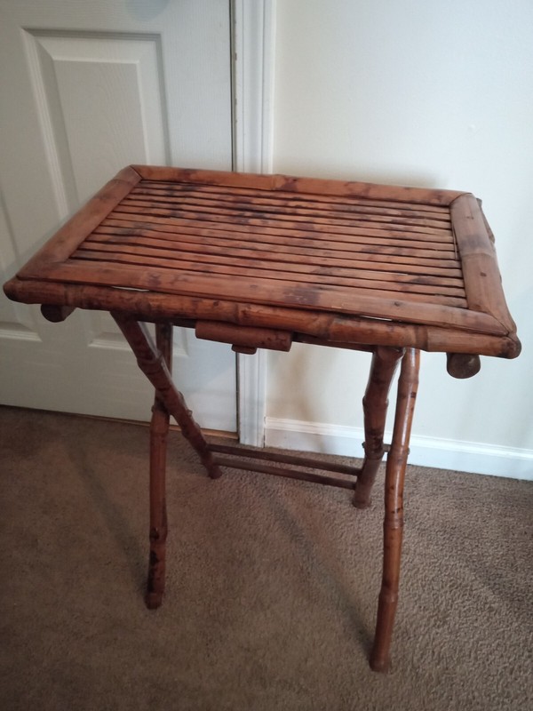 vintage tortoise bamboo burned folding table gallery