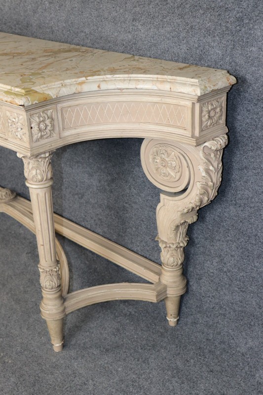 Signed Maison Jansen Marble Top Directoire Console Table with Certification gallery