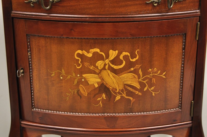 Antique Victorian Mahogany Lift Top Inlaid Nightstand Sewing Stand Side Table gallery