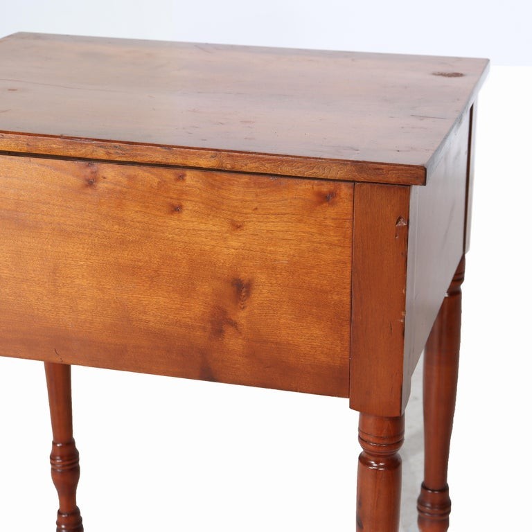 Antique Sheraton Cherry 2-Drawer Stand With Sandwich Glass Knobs c1840 gallery