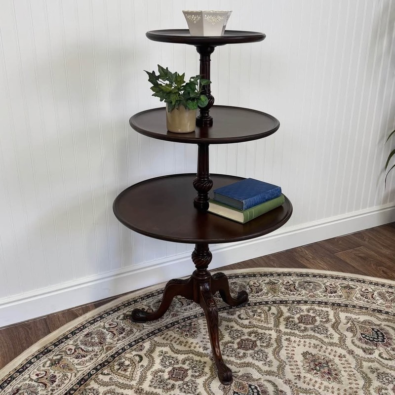 Antique 3-Tier Rotating Pedestal Table — Hathaway’s New York gallery