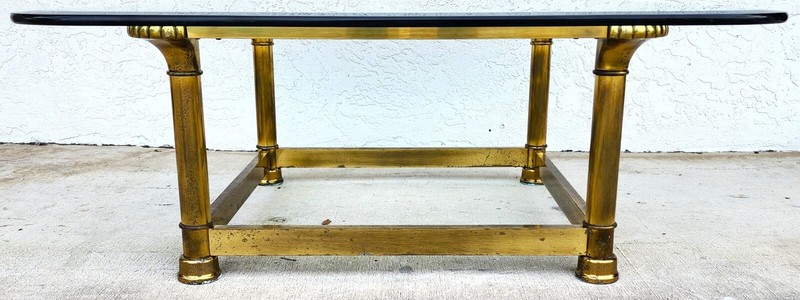 Mastercraft Style Coffee Table Brass Glass 1970s gallery