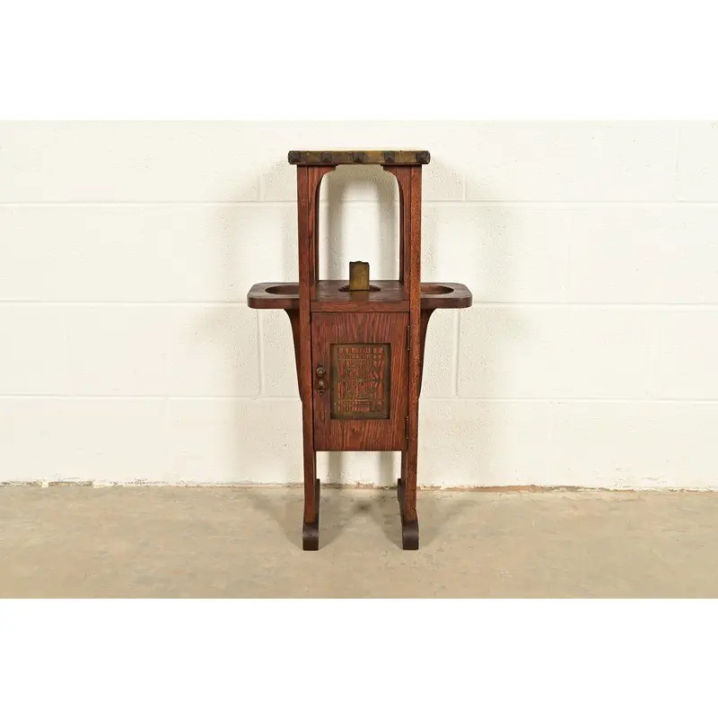 Stickley Brothers Style Mission Arts & Crafts Oak Smoker Stand, Circa 1910