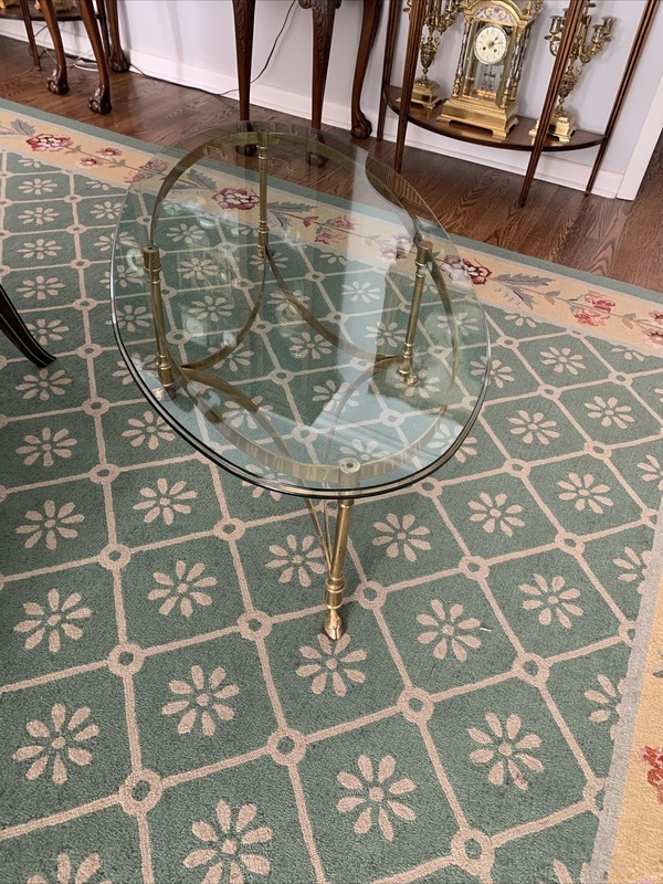 LABARGE Hoof Feet Brass & Glass Regency Coffee Table gallery