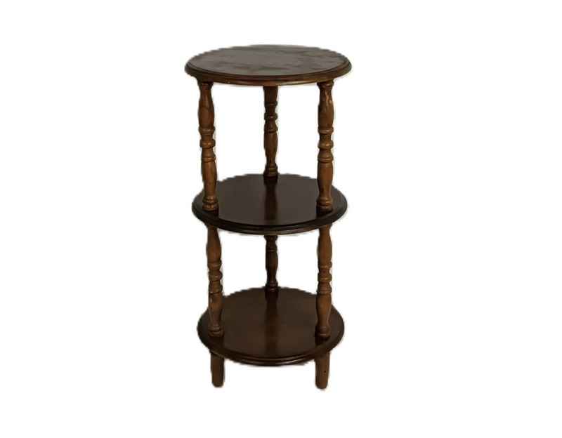 vintage 3 tier pedestal plant stand etagere wood Italy 60s