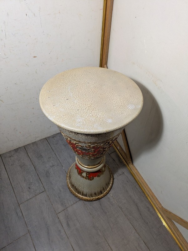 Vintage Italian Florentine Hollywood Regency Round Pedestal Plant Stand Table R5 gallery
