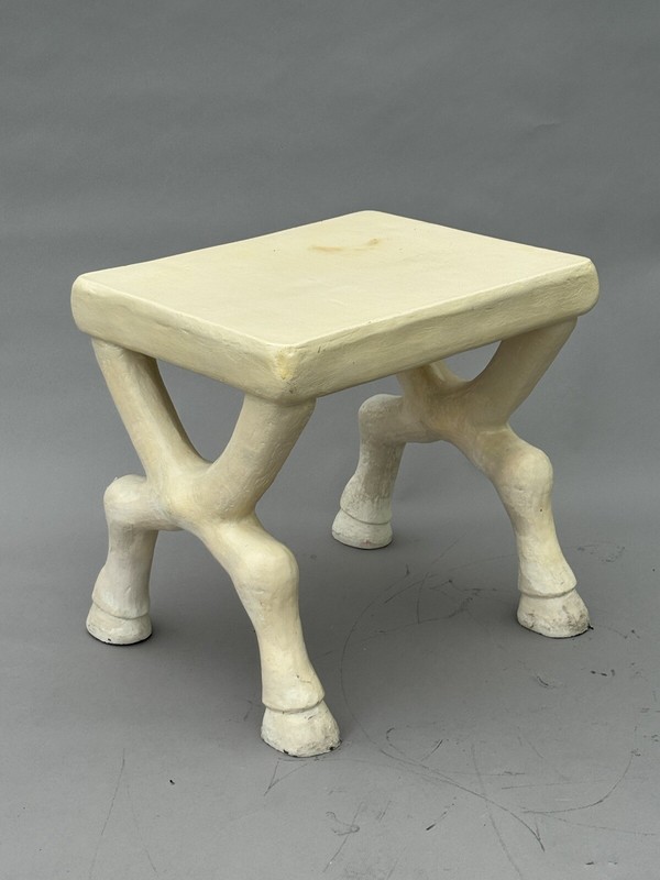 RARE JOHN DICKINSON VINTAGE MODERN PLASTER HOOFED FEET X BASE TABLE SIGNED 70s gallery