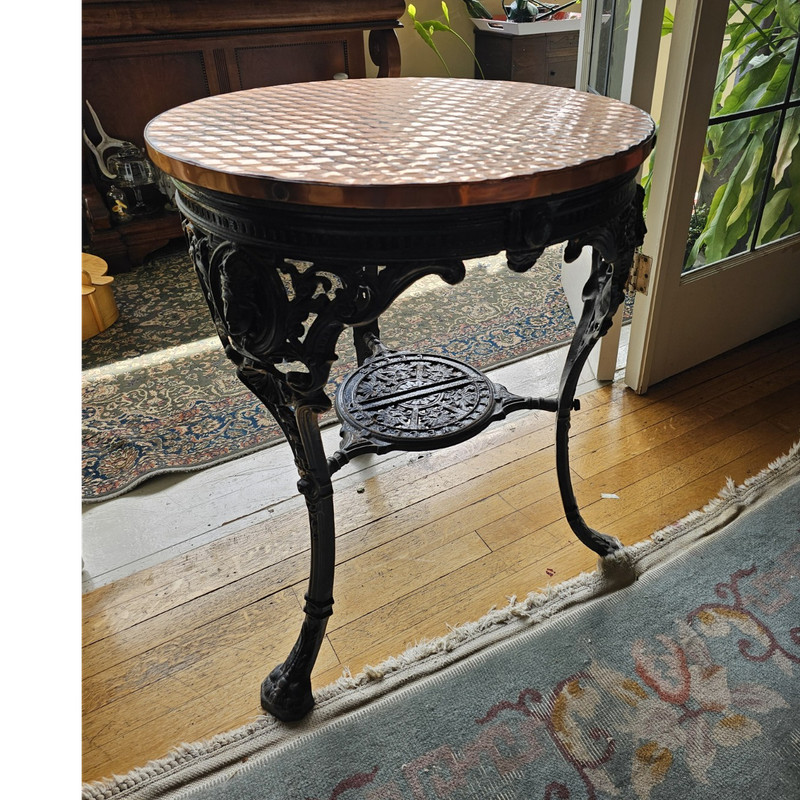 Antique Victorian English Cast Iron & Copper Table Kettlewell & Co Leeds 1870–95