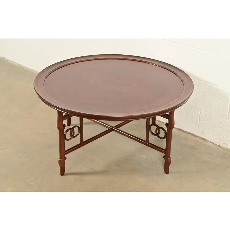 Michael Taylor Hollywood Regency Walnut Coffee Table, Newly Refinished