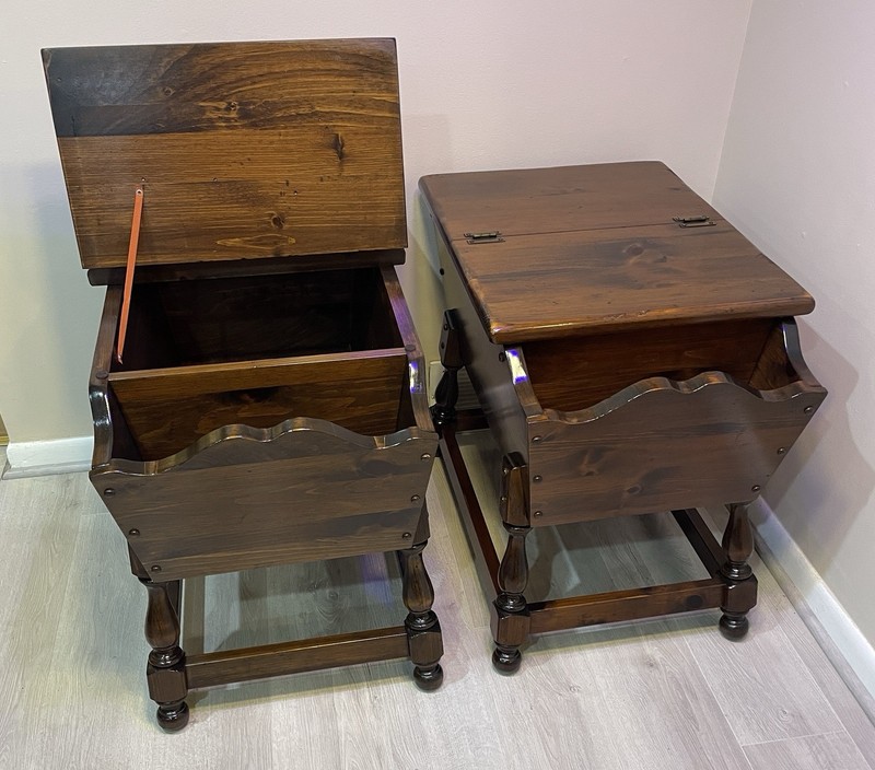 Vintage Ethan Allen Old Tavern Pine Dough Box End Tables Set of 2 MCM Rare HTF