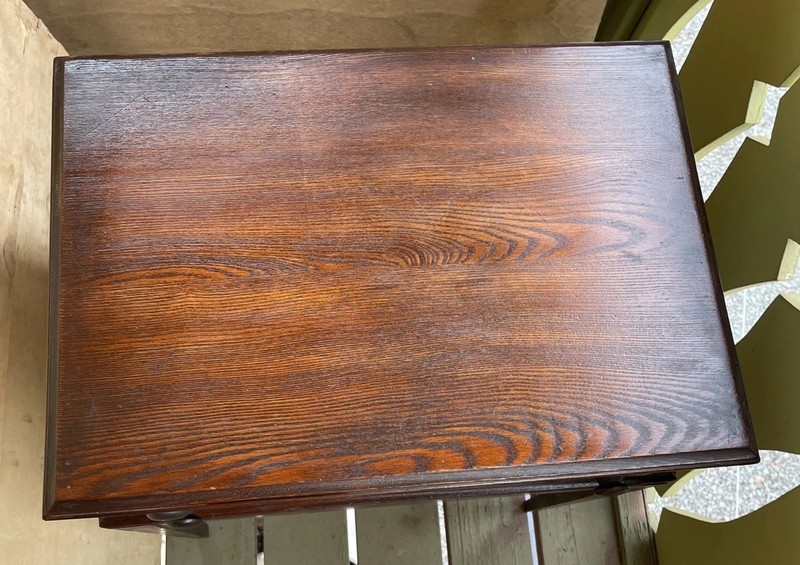Antique Wood Table 2 Drawer Night Stand End Table 29” T X 22” W X 15.5” Deep gallery