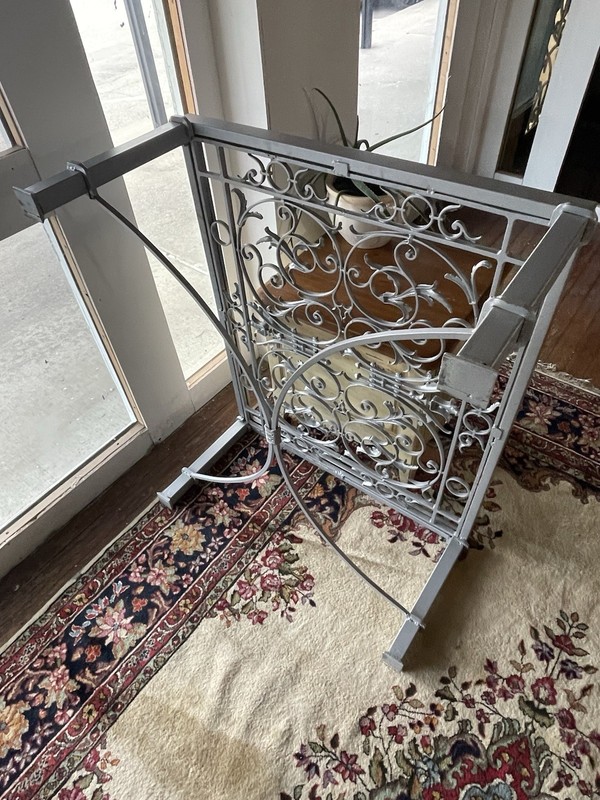 19th Century Style Wrought Iron Coffee Table with Beavled Glass Top gallery