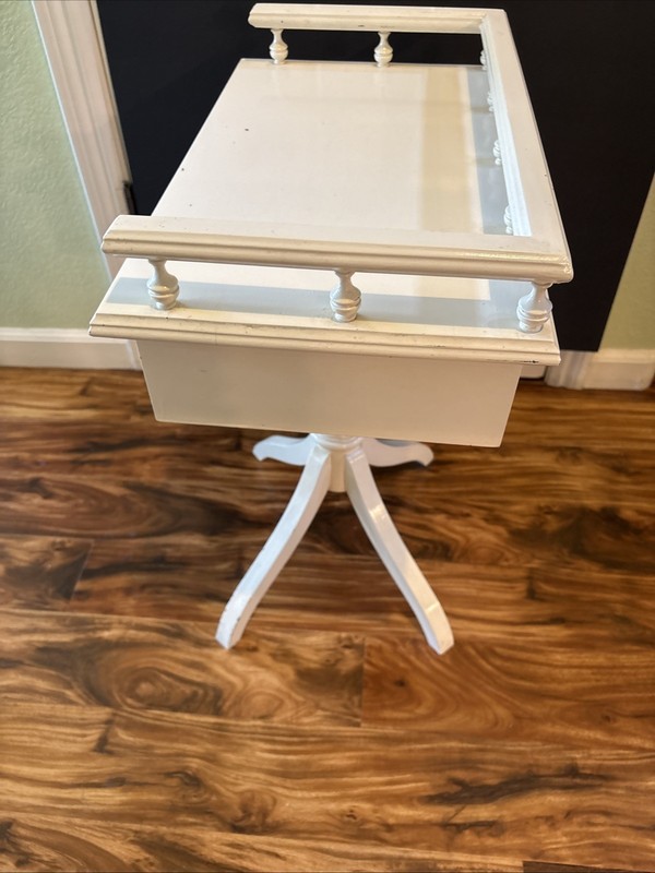 VTG-French Rectangular Accent Table With Drawer-white Chippy-very Cute! gallery