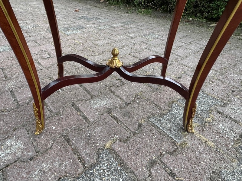 Side Table 1910 French Louis XVI Mahogany Bronze Pink Marble Top gallery