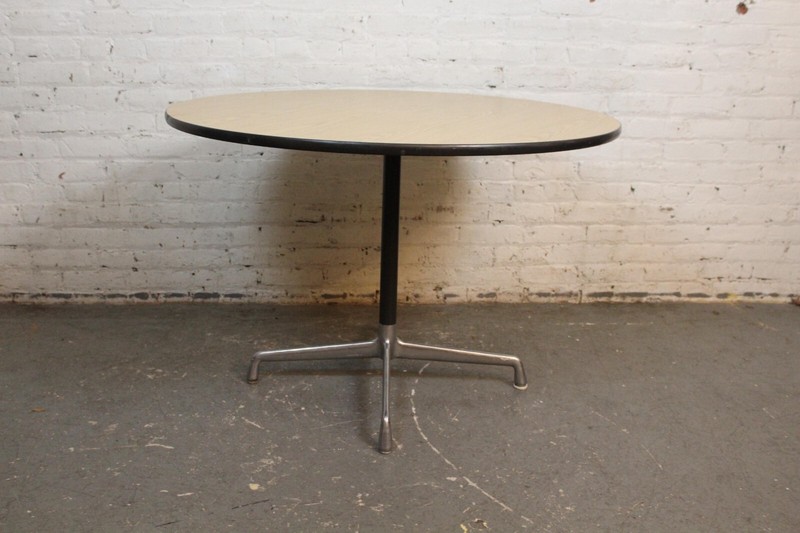 Vintage Eames Aluminum Group 42" Oak Laminate Table gallery