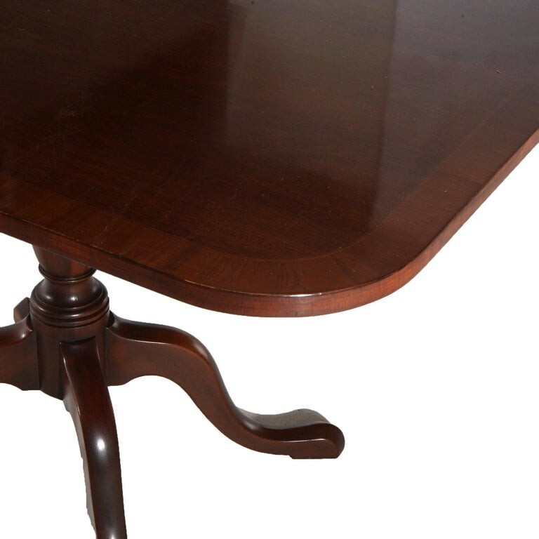 Queen Anne Style Kittinger Mahogany Dining Room Double Pedestal Table 20thC gallery
