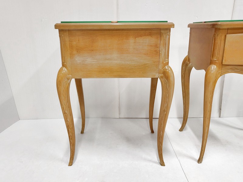 Vintage Nightstand Pair 1940 By Rene Prou In Varnished Beech 40S 1940S gallery