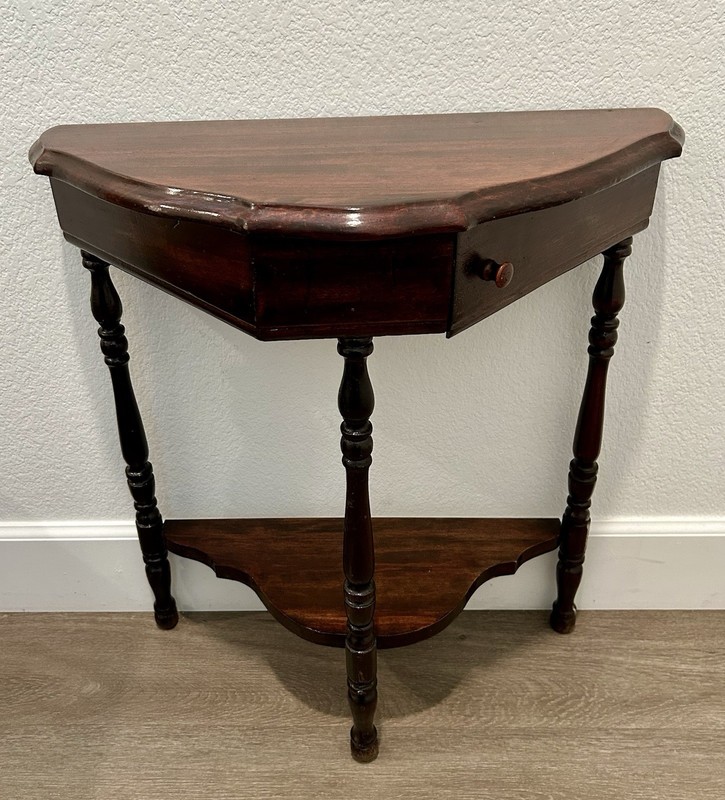 Rare Antique Demilune Half Moon Console Table with a Hidden Smoking Compartment