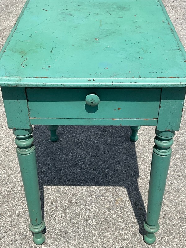 antique greem paint work table night stand drawer sheraton folk art 1830 gallery