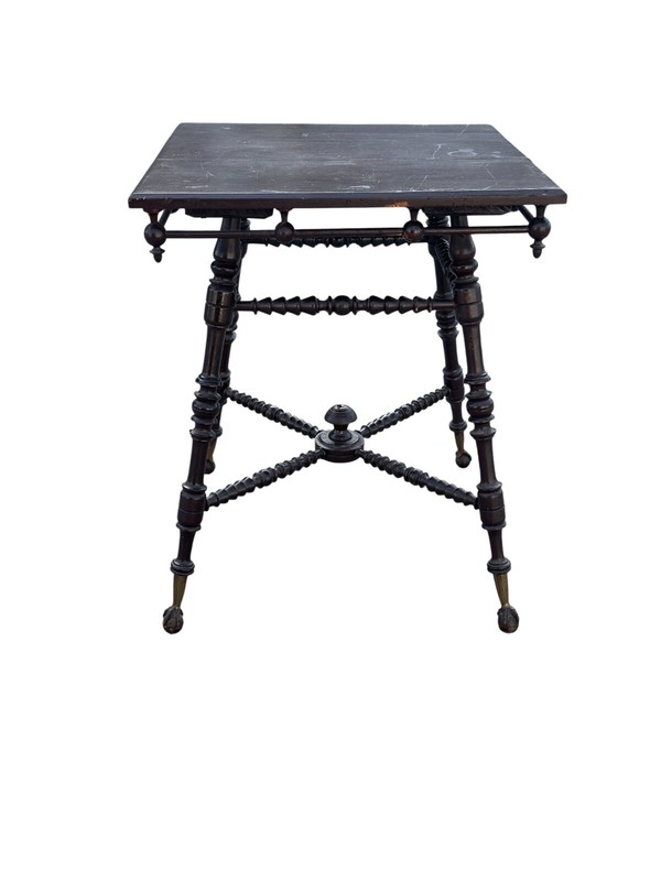 Antique Victorian Parlor table Ny claw foot 1890 Merklen stick ball gallery