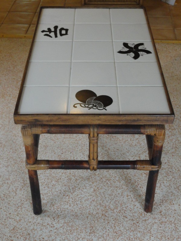 RARE 60's FICKS REED RATTAN LARGE TILED COFFEE TABLE / SIDE TABLE #3 gallery