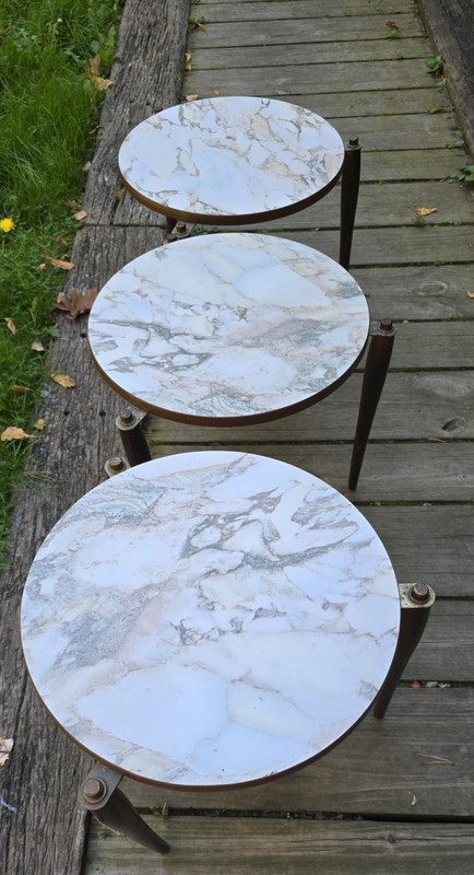 Mid Century Vintage Stacking Tables 3 MCM Nesting gallery