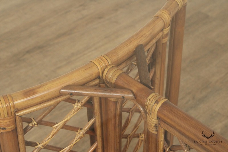 Hollywood Regency Glass Top Bamboo Rattan Dining Table gallery