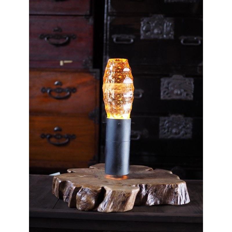 Used Zelkova Wood Flower Stand Electric Lamp Japan 21cm (8.3in)