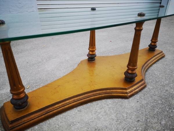 Hollywood Regency Glass Top / Serpent Legs COFFEE TABLE & END TABLE matched set gallery