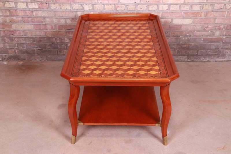 John Widdicomb Italian Provincial Parquetry Top Two-Tier Coffee Table gallery