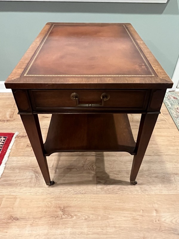 Vintage Federal Style Leather and Mahogany Side-Table