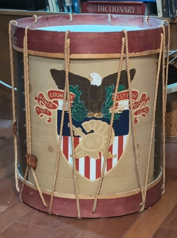 Rare Vintage Historical Painted Eagle Drum Table