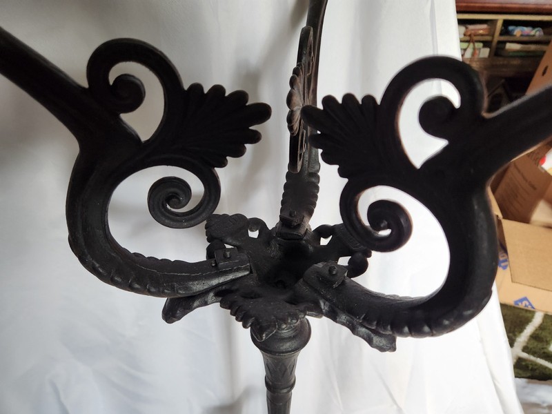Beautiful Antique Marble & Cast-Iron Side Table/Plant Stand w/ Chains AMNacht? gallery